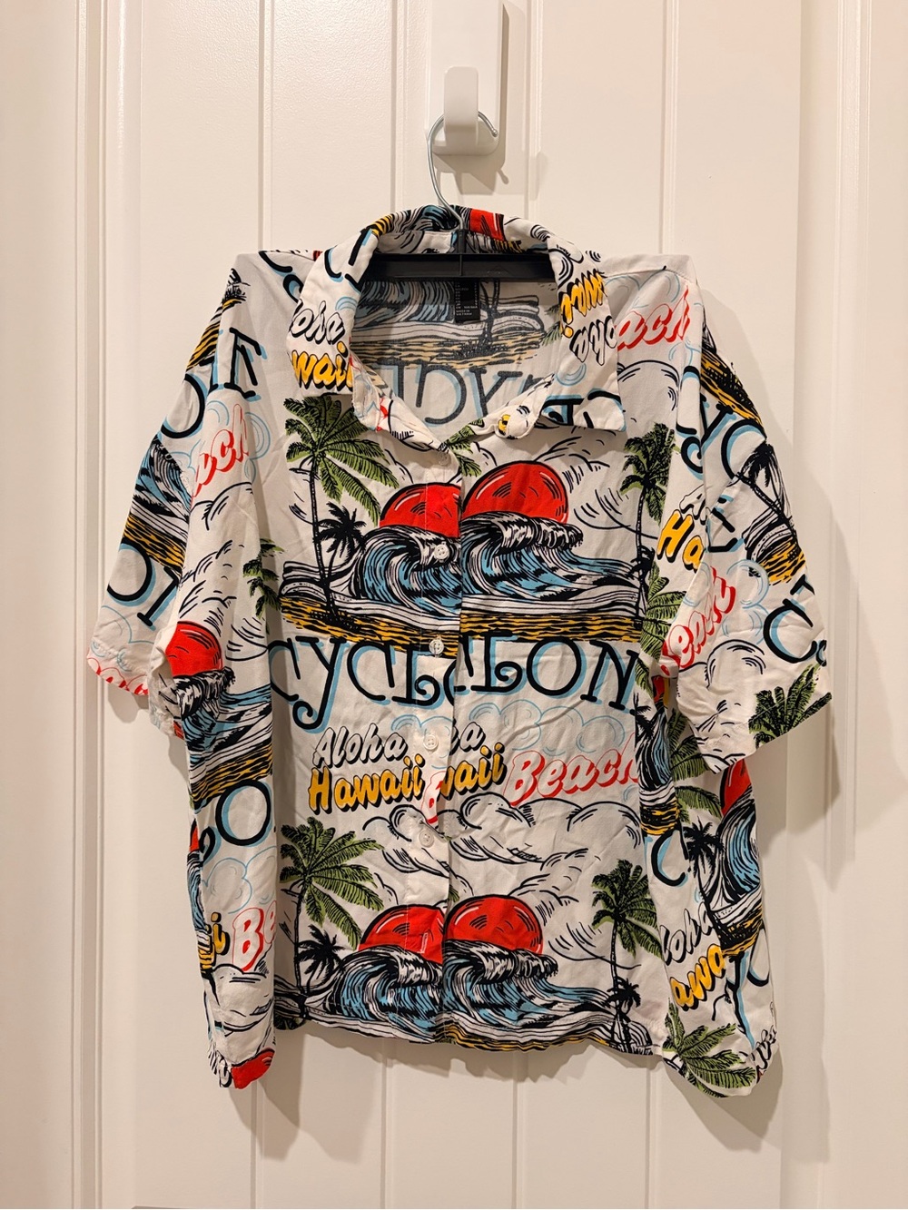 Forever 21 Hawaiian Shirt - White with Red, Blue & Green